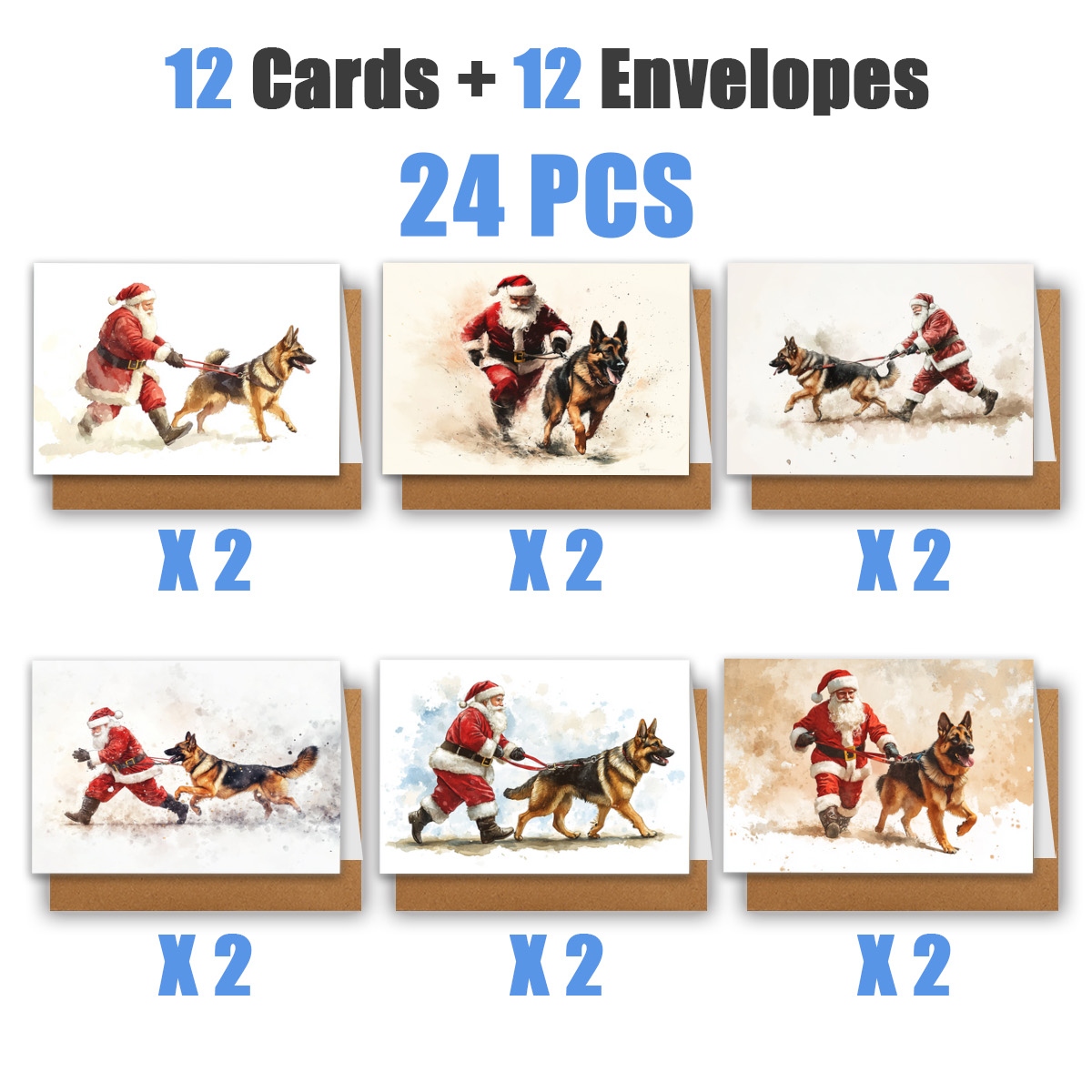 TEMU 1 lot/ 12 pcs/ 24 pcs Carte de vœux de Noël Père Noël tenant | Inclut enveloppe, carte de vœux | Parfait pour anniversaires, célébrations et