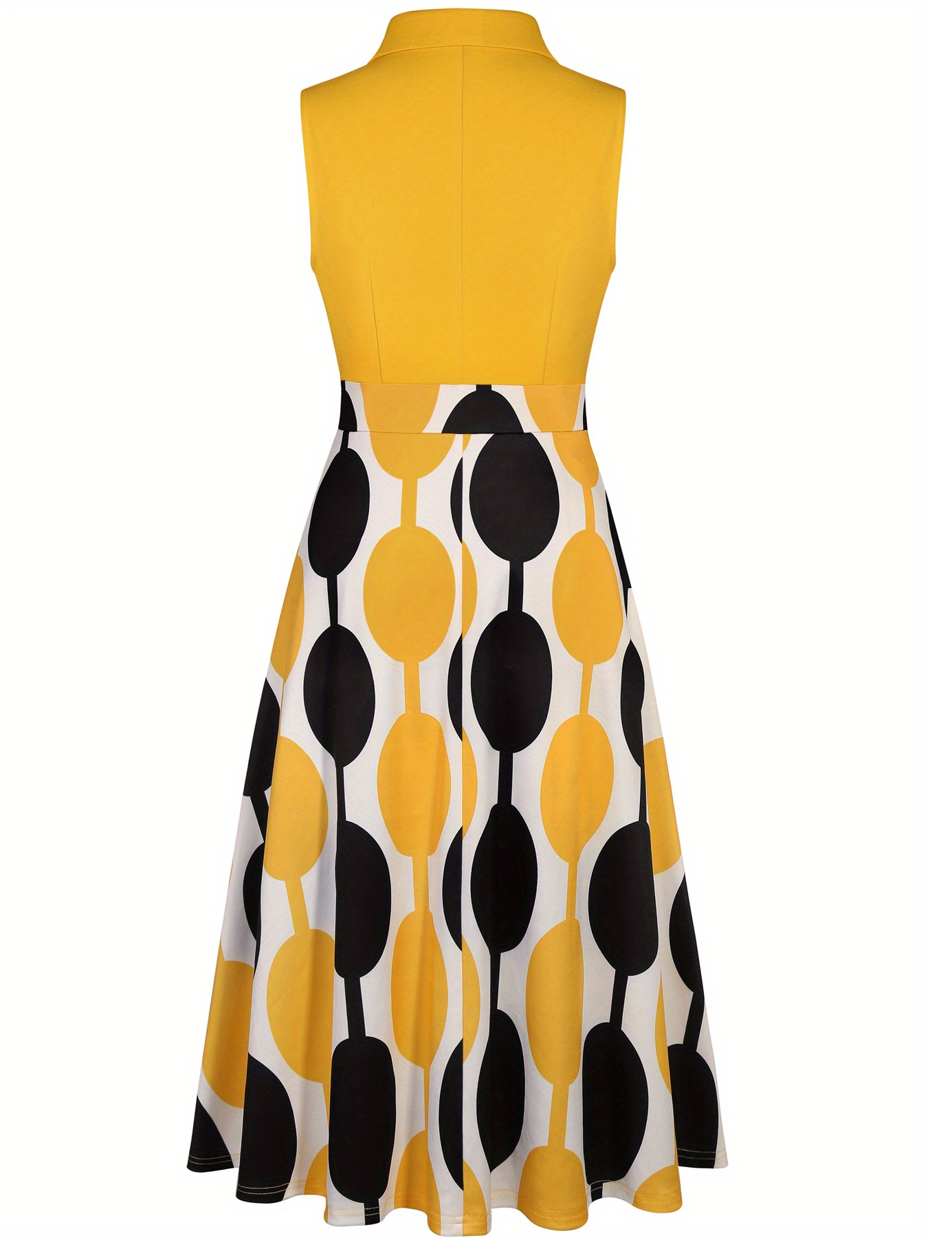 womens short sleeve dress with v neck design high waisted and cinched in cut featuring a polka dot umbrella hem that   flares out for an elegant look suitable for commuting dating and daily wear
