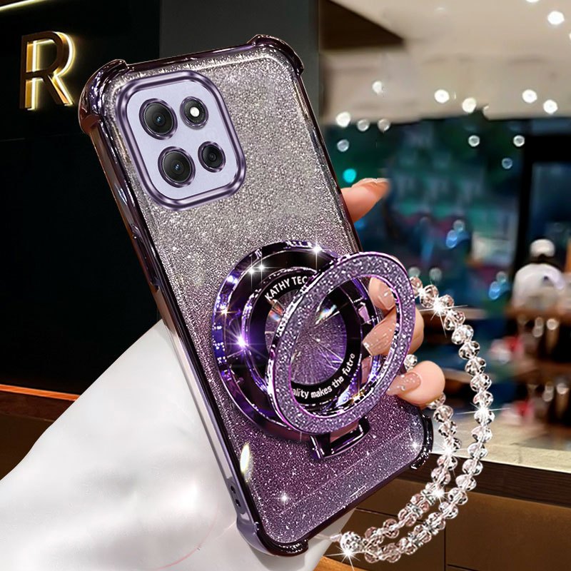 TEMU Phone Case: Moto G86 Pearl Strap Lanyard Phone Holder Case For Compatible With Motorola Moto G86 Transparent Glitter Shiny Cover And Shockproof