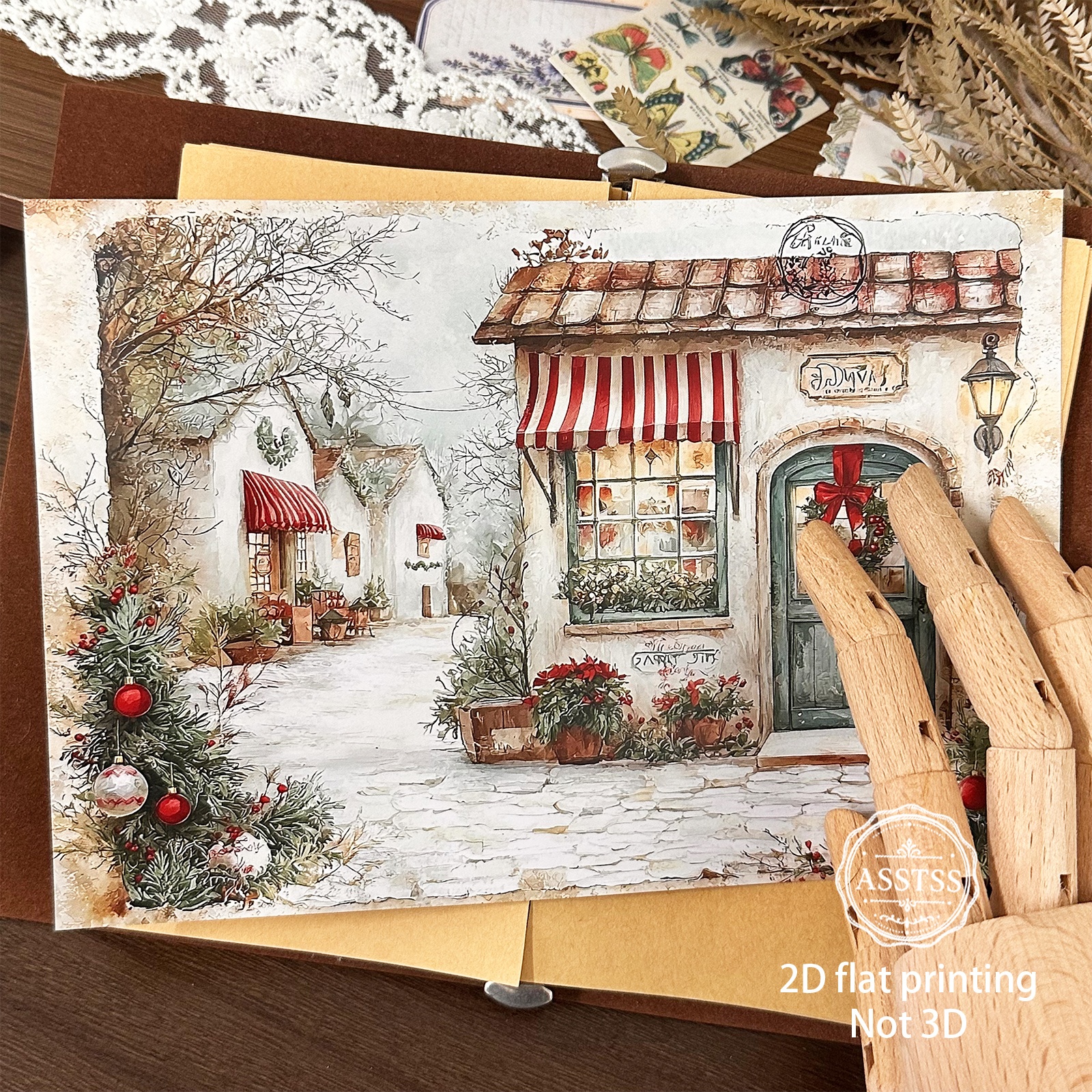 TEMU Asstss 20-sheet A5 [2d Flat] Vintage Winter Christmas Rustic Diy Junk Journals, Decorative Paper, For Arts Crafts, Scrapbooking Supplies, Diy