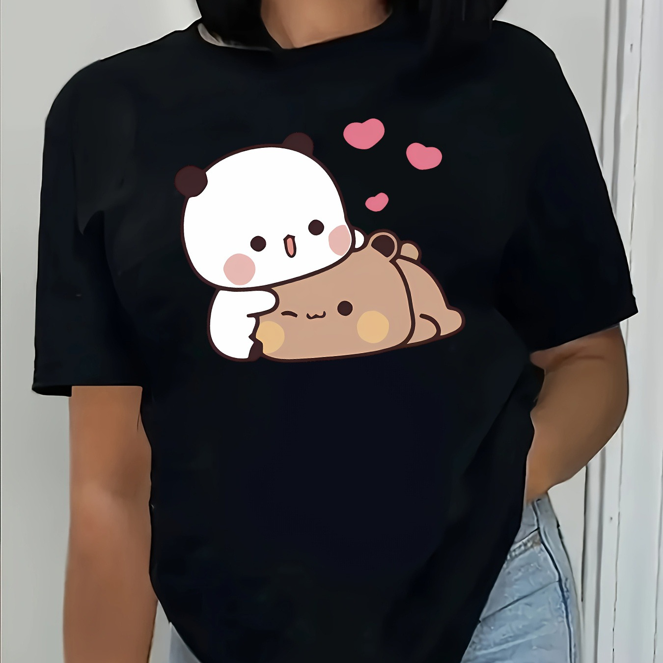 

T-Shirt pour Femmes pour la Saint-Valentin avec Imprimé de Bubu , Col Rond et Manches Courtes