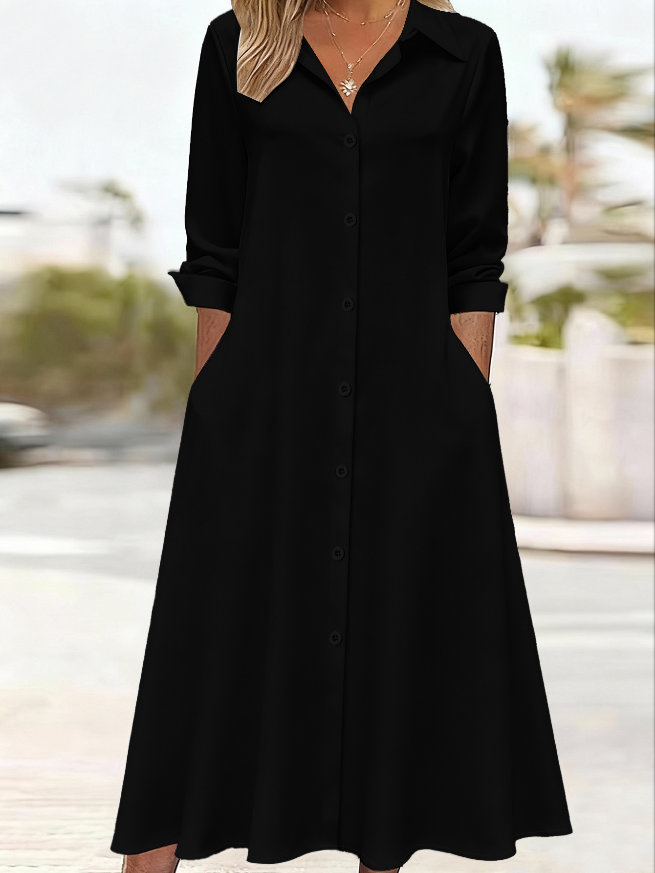plus size black dress long sleeve sold on Temu United States