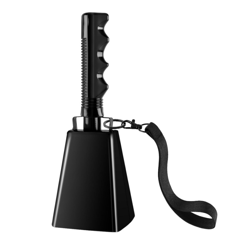   9 inch heavy duty steel cowbell with handle hanging rope   maker suitable for football games cheerleading performances   percussion instrument durable metal cowbell for   sports
