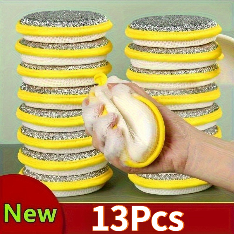 13pcs Heavy-Duty Kitchen Cleaning Sponges & Scrubbers - Stackable Dishcloths with Non-Abrasive Scrubbing Surface, Dishwashing, Stove, Sink, Pot, Pan - Commercial & Home Use - Durable Cleaning Pads, Sink Scrubber, Textured Surface, Sturdy Construction, Multipurpose Scrubber, Busy Households, Sponge For Kitchen, Sink Scraper, Sponge Cloth, Sponge For Washing Dishes, Cleaning Sponge, Dishwashing Sponge