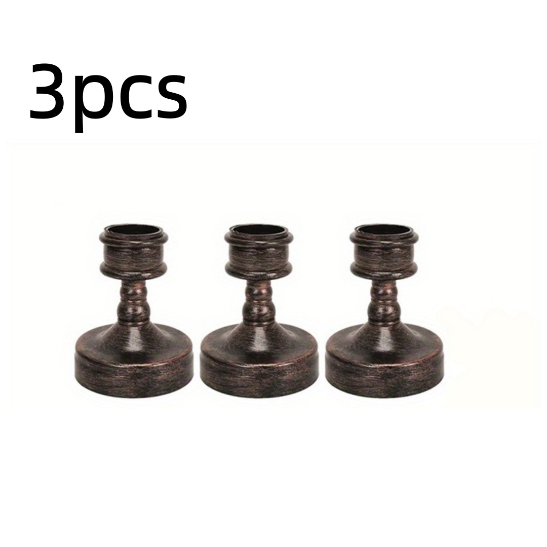 TEMU 3pcs Vintage Tabletop Candle Holders Suitable For Valentine's Day, Weddings, Church & - Plastic Candlesticks With , Multi-hookable (no For ) For