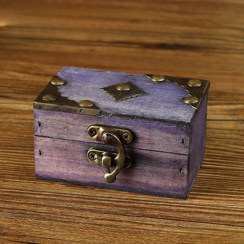 TEMU 1pc Handmade Wood Storage Box With Latch Closure - Multicolor Suitable For Storing Trinkets, Jewelry, Small Accessories, Retro Vintage Table