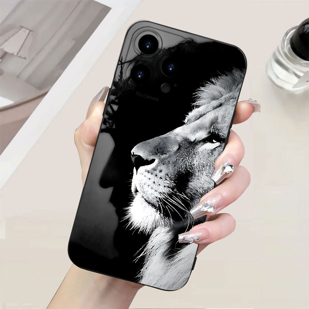 TEMU Phone Case: 1 Lion In Reflection Of Pattern Tpu Shockproof Protective Phone Case For Iphone11/12/13/14/15/16pro/16plus/16promax/7plus/8plus/x/xs