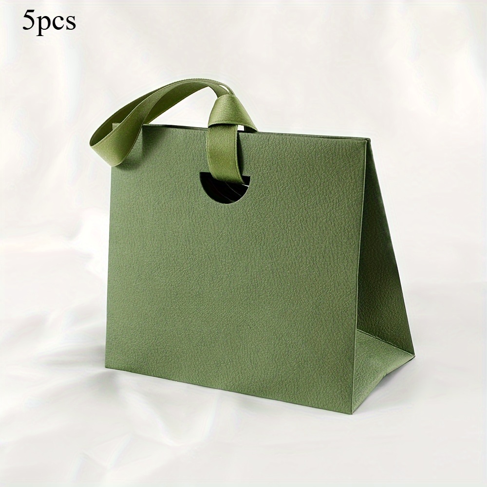 Image of 5pcs Elegant Green Bags With Golden Handles - Jewelry & Cosmetics, Ideal For Weddings, Birthdays & Anniversaries, And Storage, Bags|elegant Bags|durable Handles, Bags For Weddings