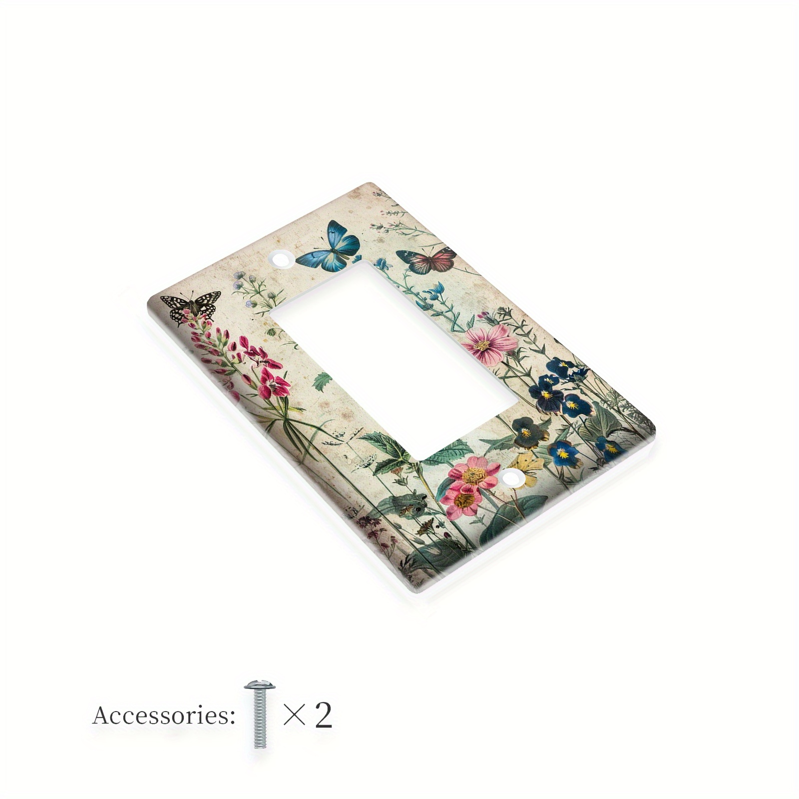 TEMU 1pc 1gang/2gang Vintage Botanicals Light Switch Covers Decorative Unique Wall Plate Electrical For Country Bathroom Bedroom Decor