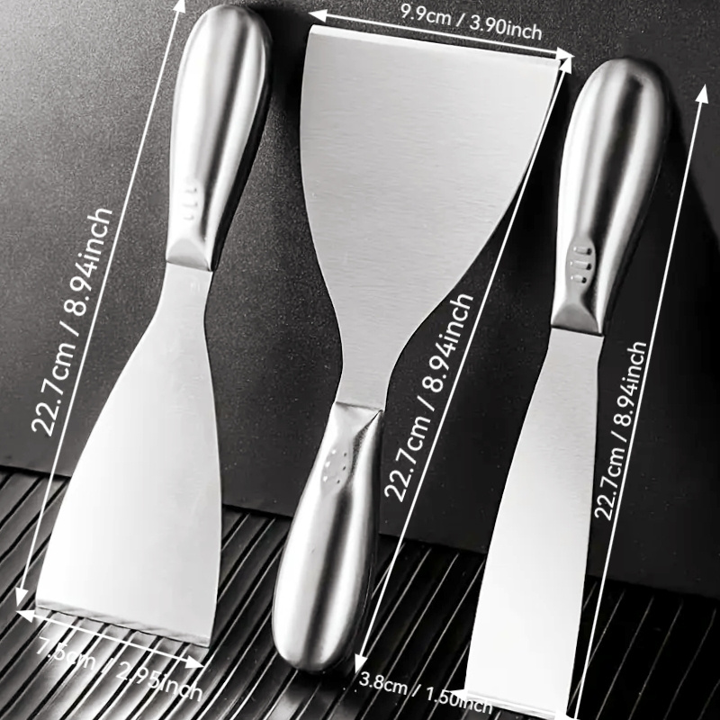TEMU 3pcs Stainless Steel Thickened Multifunctional Cutting Tool Set, Wall Scraper Tool Practical Blade, Stainless Steel Scraper Stainless Steel Wall
