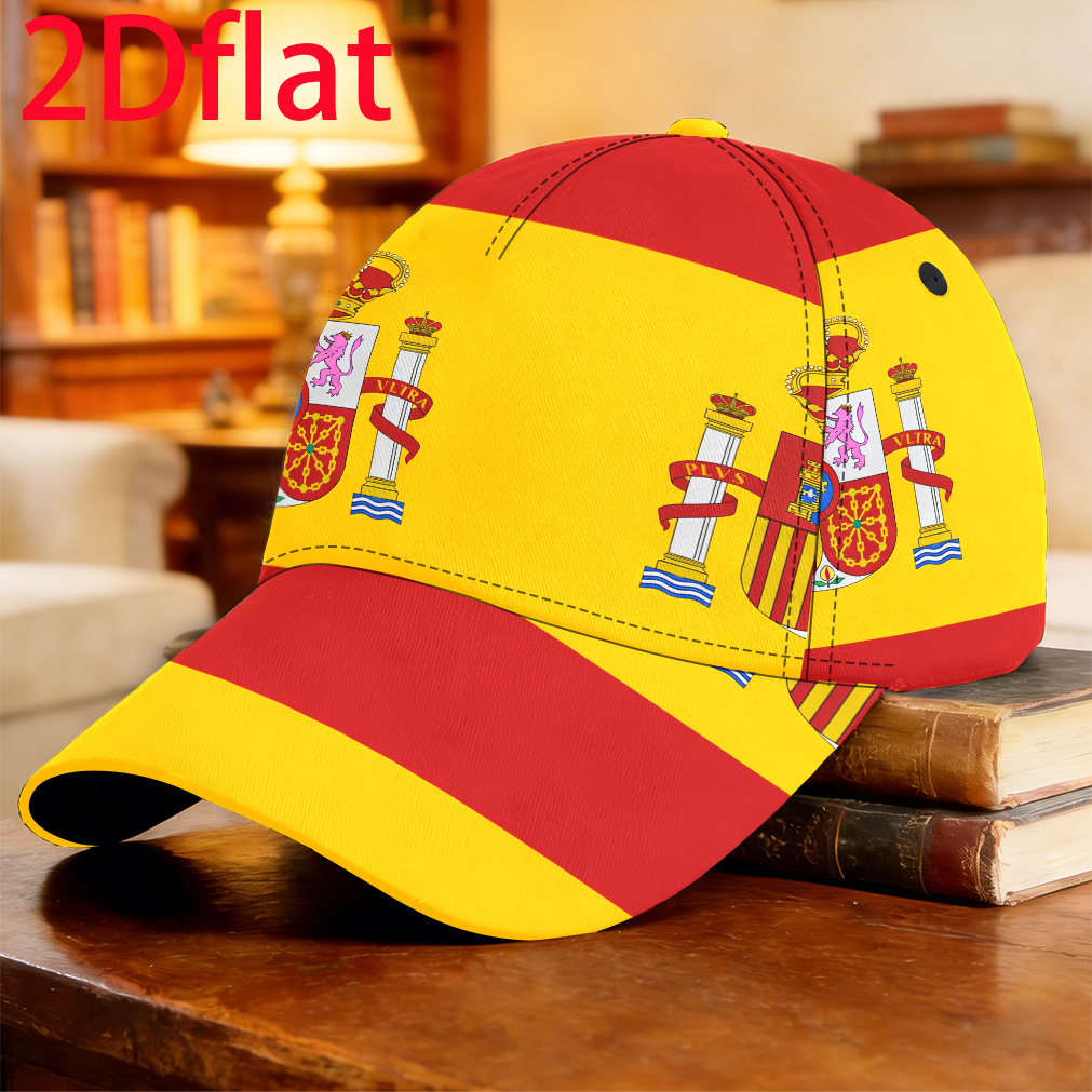 TEMU Casquette de baseball 1 pièce avec drapeau plat 2D de l'Espagne, casquette de sport de pour conducteur, cadeau , pour cyclisme, respirante et