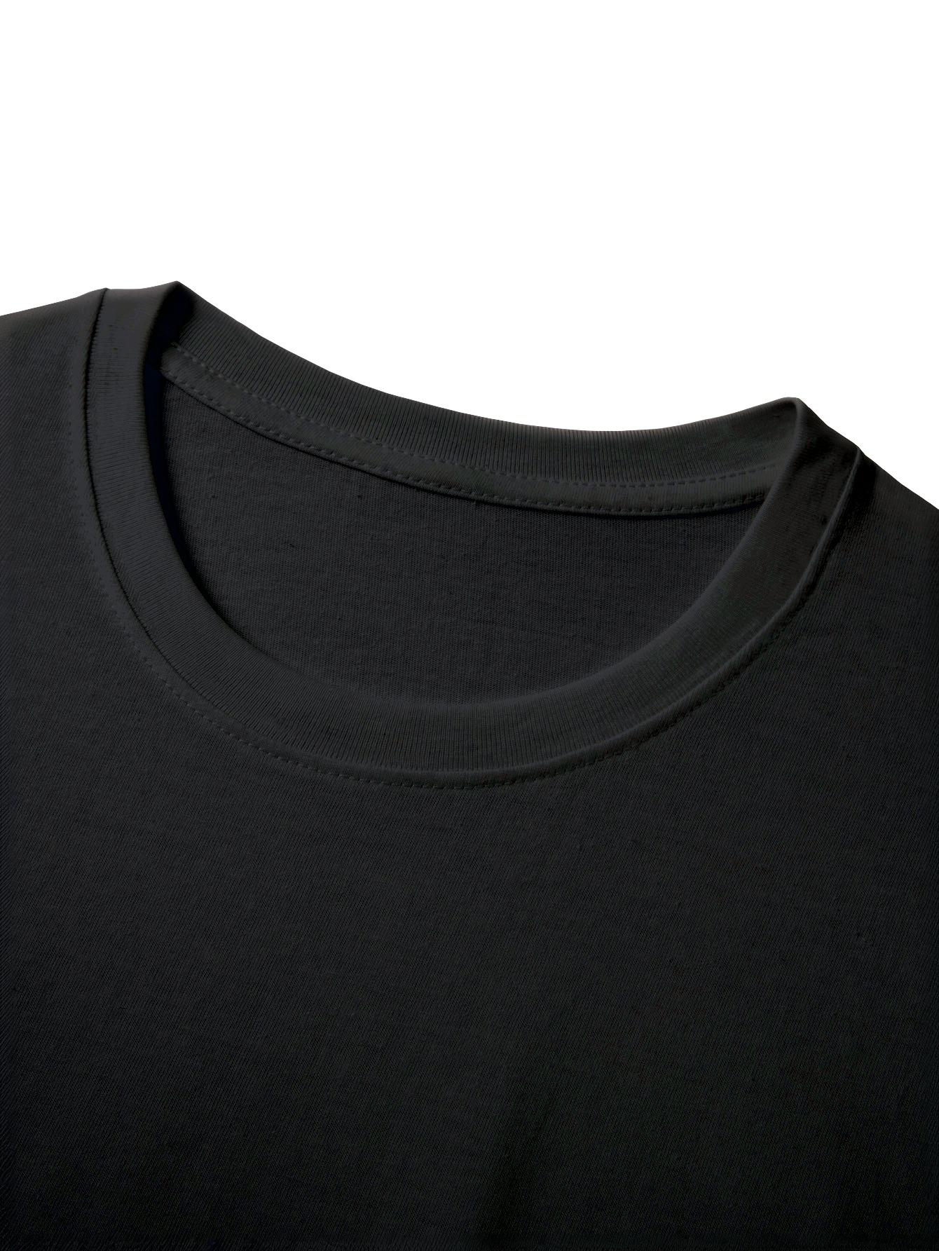 Tricou bărbătesc 100% bumbac cu guler rotund casual, un top esențial de vară, respirabil și fabricat din