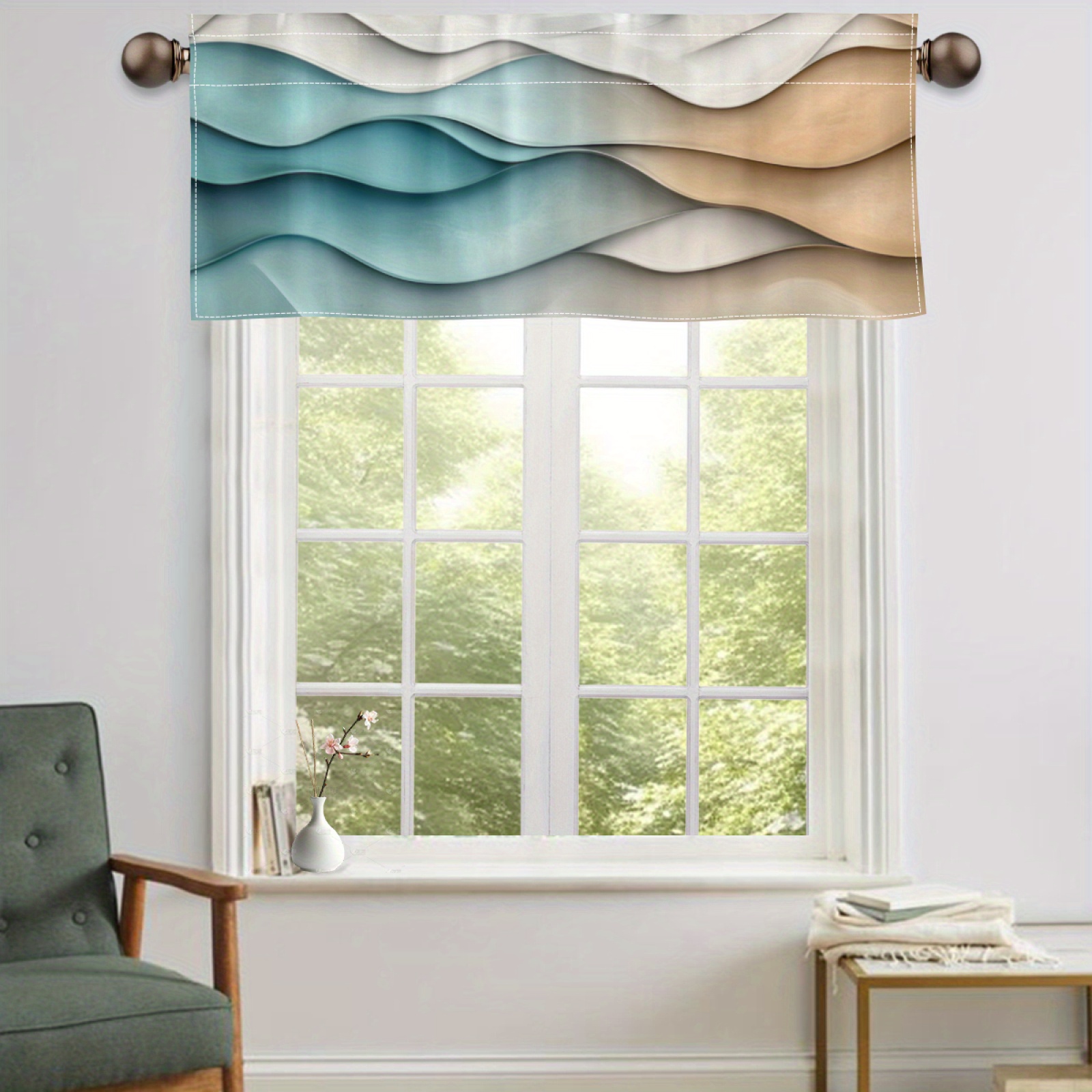 

1pc Sea Valance - - Polyester - Non-woven Rod , - For Bathroom - Uncorded