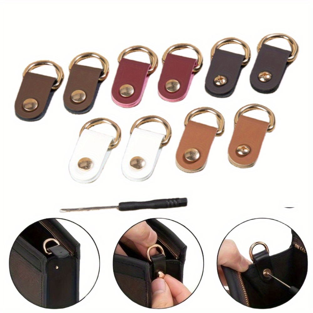 E-shop 10 Stück Handmade DIY Taschenbeschläge - Gepäckhaken mit PU-Leder-Schnallen, Kompatibel für Handtaschen, Rucksäcke, Geldbörsen -