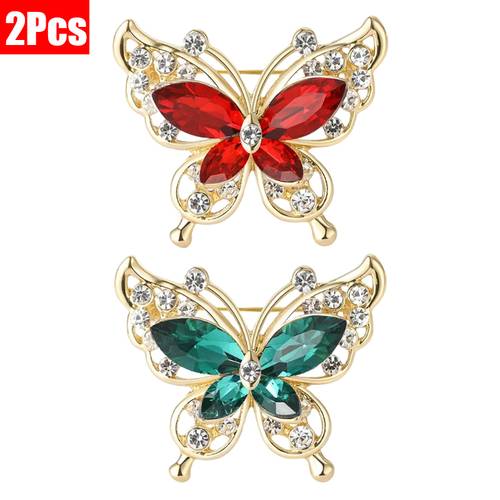 imagen del artículo 2 piezas/juego de broche de con diamantes de brillantes, broches y alfileres elegantes para mujer, broches calidad para mujer, clip para corbata, pin para bufanda, alfiler de seguridad antideslizante para escote de ropa, para uso y regalos festivos