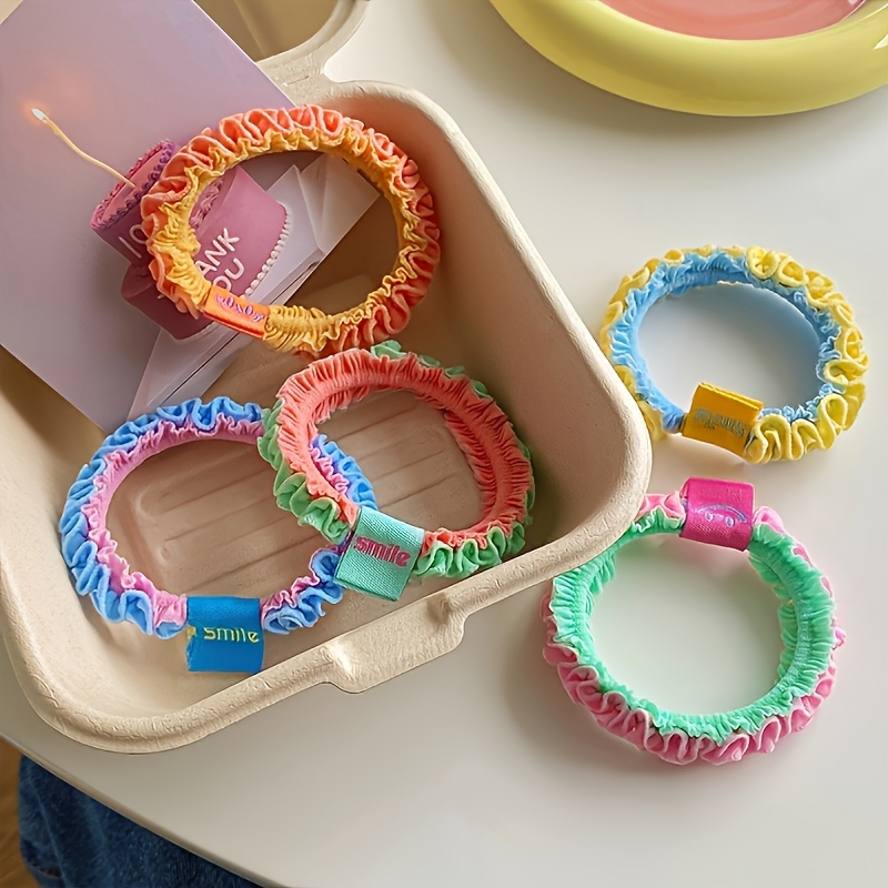 Image of 5pcs Candy Color Hair Bands With Lace Details - Women's Elastic Headband, Soft And Suitable For Valentine's Day, Birthday And Daily Hairstyle (mixed Pastel), Delicate Lace Embellishment