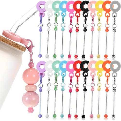 20pcs new beadable straw charms cup pendant holiday gift for chain water cup decoration handmade bead decoration