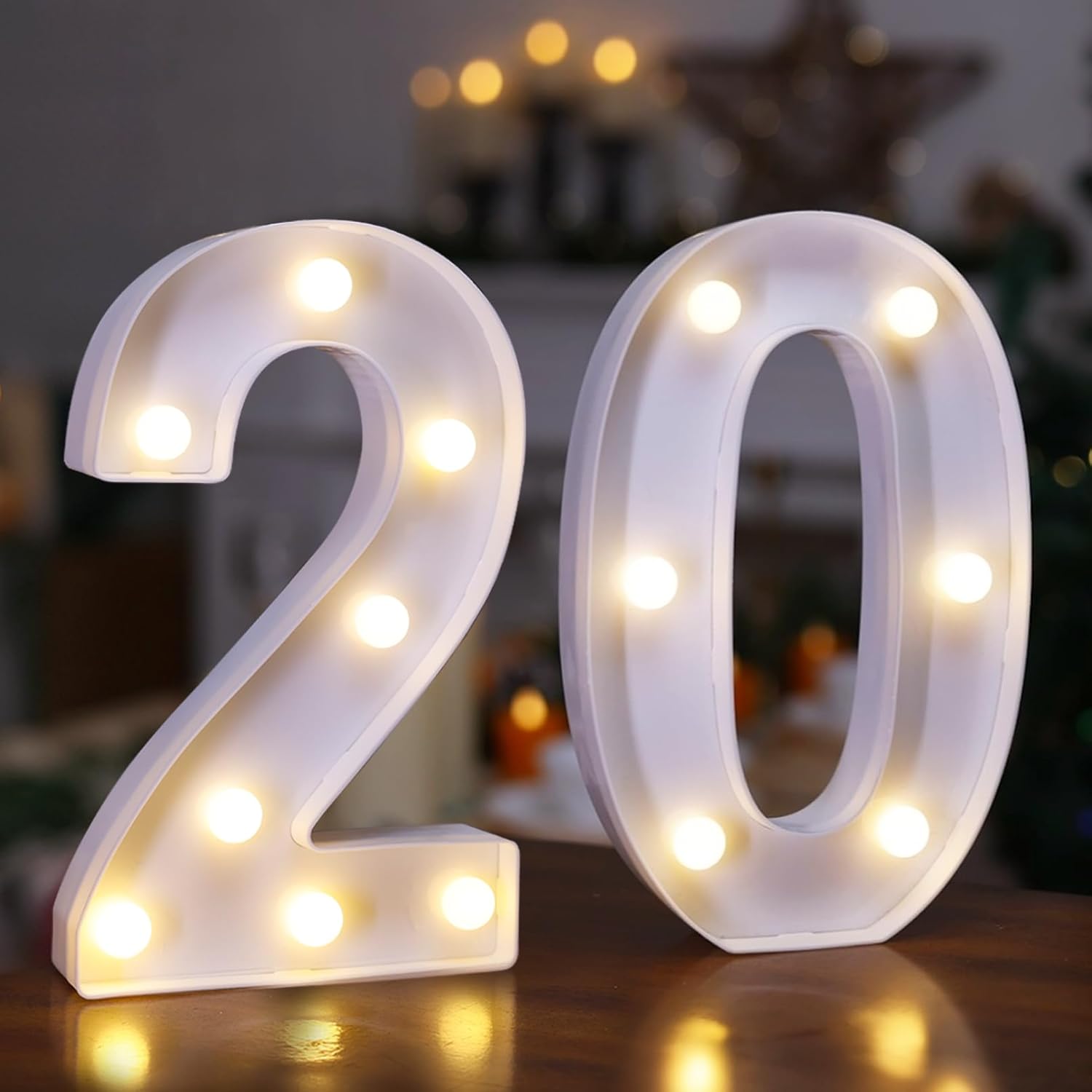 TEMU 2pcs, 20th Birthday Decorative Letter Lights, Battery-powered Led Number "20" Logo Sweet 20 Decoration Night Lights
