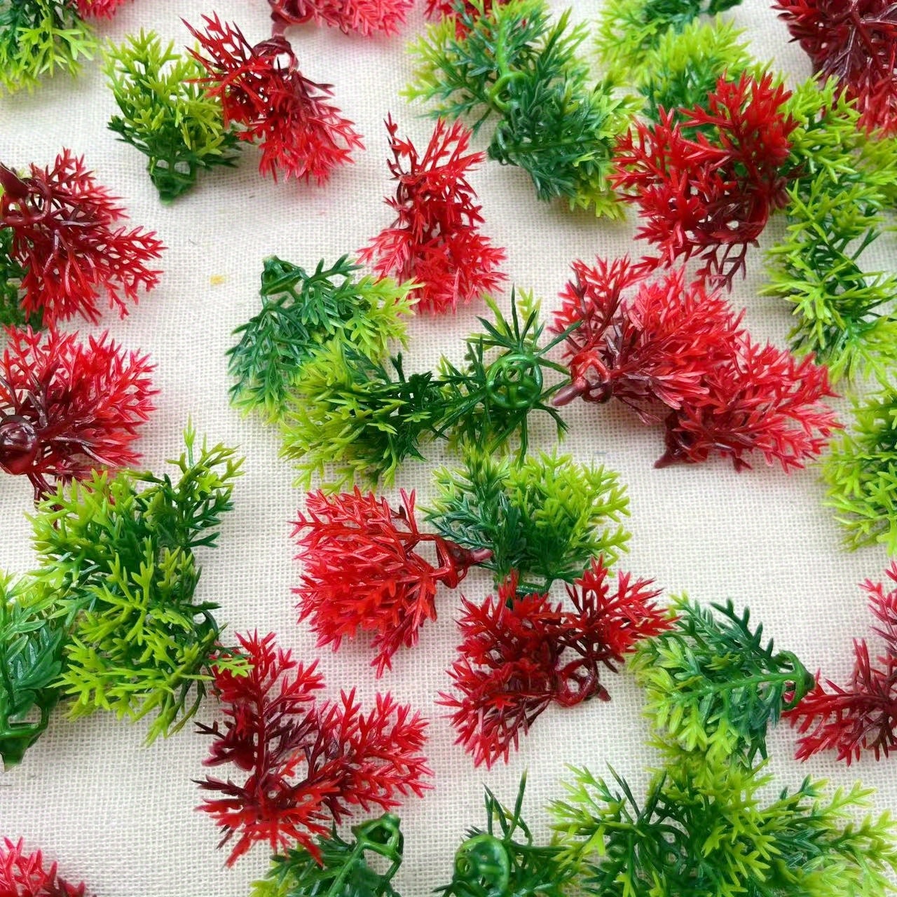 

50pcs Vibrant Artificial Coral Decorations For Aquariums, Diy Bonsai, And Outdoor Garden Spring Decor - Pvc Plastic In Assorted Colors (red, Green, Yellow), Aquarium Decorations