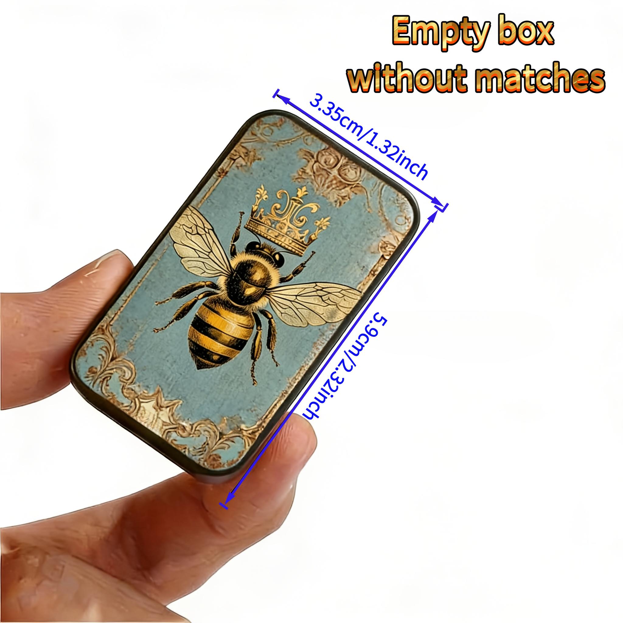 TEMU 1 Boîte de Rangement Vintage en Métal Étain avec Couvercle Coulissant et Imprimé Couronne de Reine Abeille, Boîte Vide , Mini Boîte Décorative