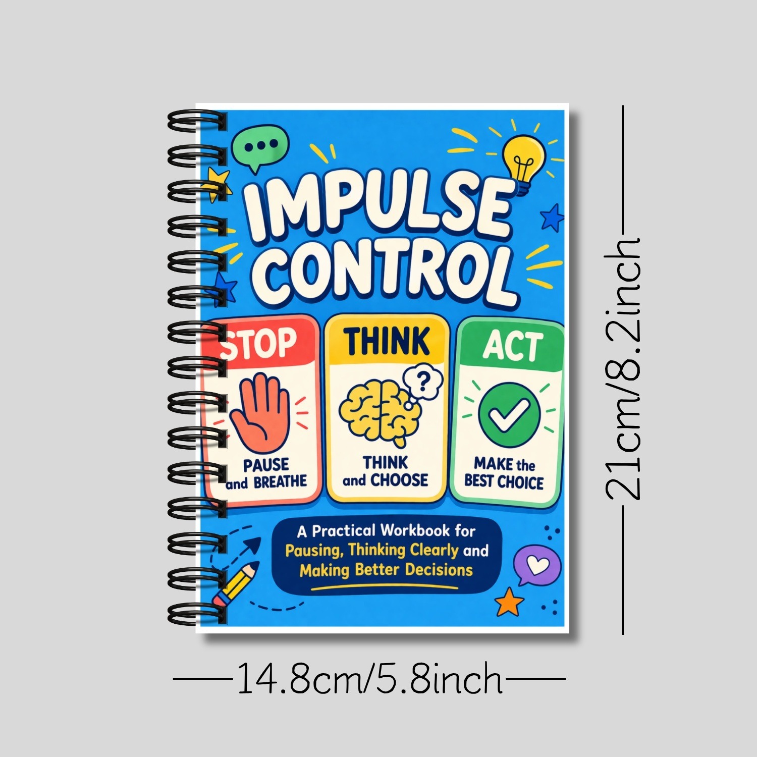 TEMU Control Planner Action Pause And Breathe Self Regulation Reflection Questions Practice Social Skills Daily Behavior Support Spiral Notebooks