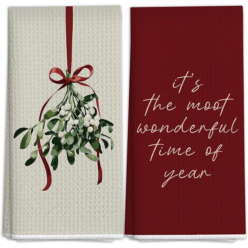 TEMU Set Of 2 Vintage Christmas Tree Kitchen Decor Dish Towels, Christmas Decorations, Suitable For Kitchen And Dining Room, 16x24 Inches