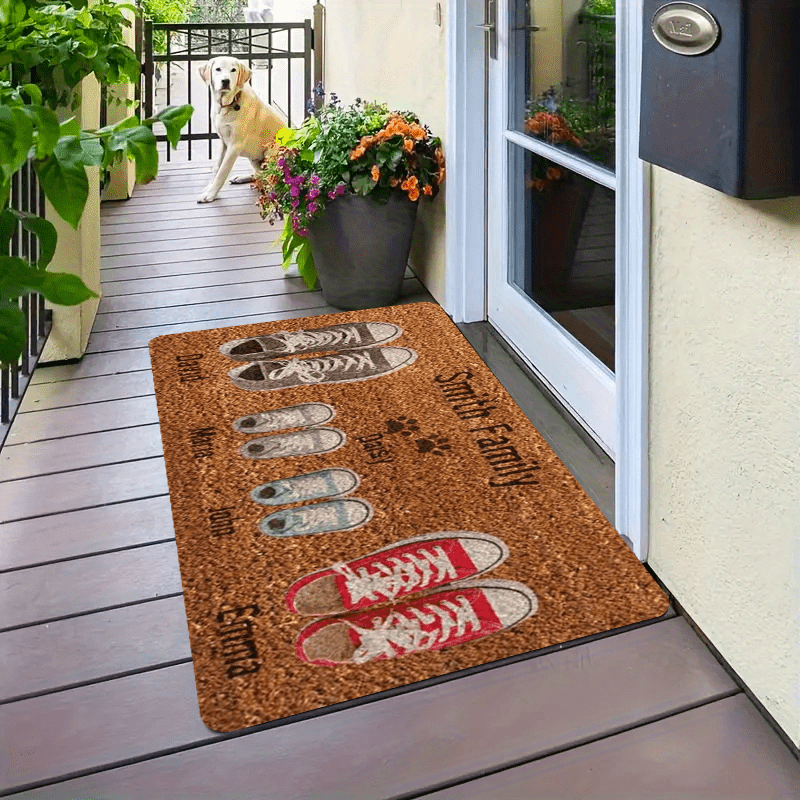 TEMU A Creative Family-themed Outdoor Doormat, Customizable With Names Names, Suitable For Courtyards, Rvs, , Gardens, Patios, And Hardwood Floors.