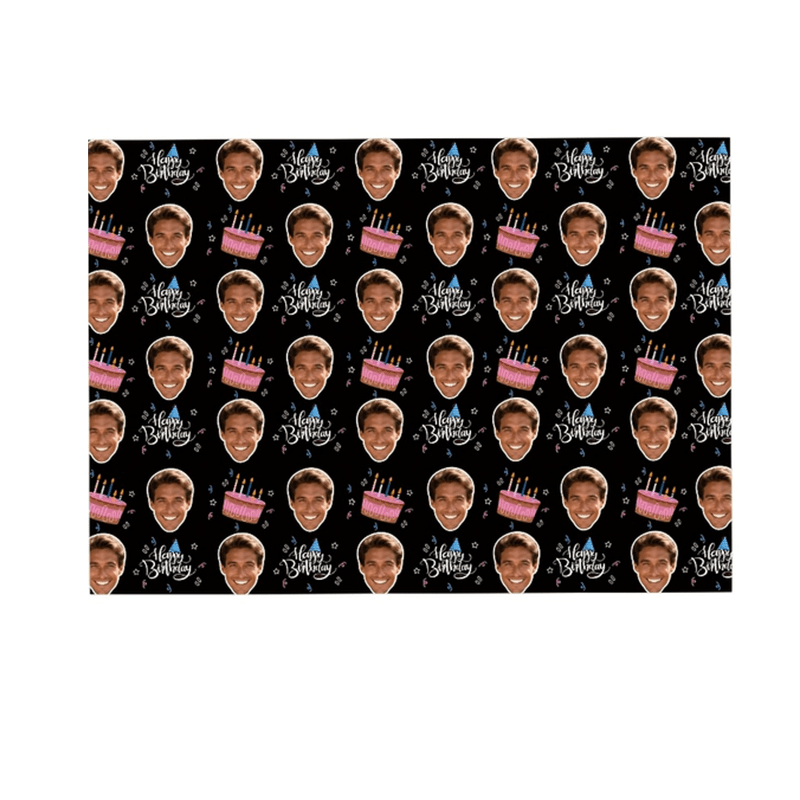 TEMU 1/3 Sheet Custom Photo Birthday Wrapping Paper Suitable For Birthday Cake Pattern Personalized With Your Photo, ////color Options, Durable Paper
