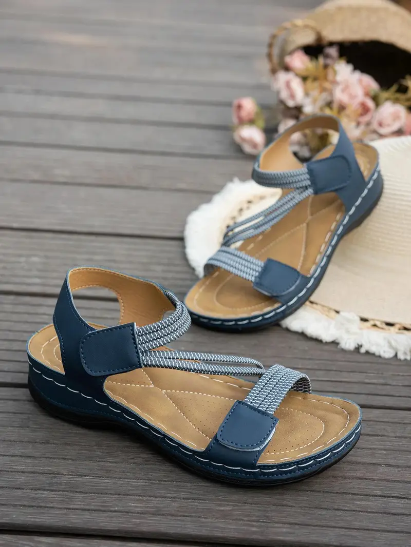 magimobo womens summer sandals casual open toe wedge heel thick cushioned pu sole adjustable ankle strap hook and loop closure breathable synthetic cover for beach casual casual attire crisscross strap design durable footwear Product details 11