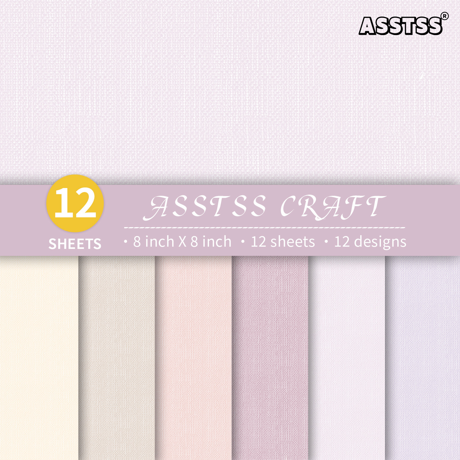 TEMU 12-sheet Asstss 8 X 8-inch Scrapbooking Paper Pad, 2d Flat Macaron Solid Fabric Texture Style Backing Paper Supplies, Heavyweight Cardstock For