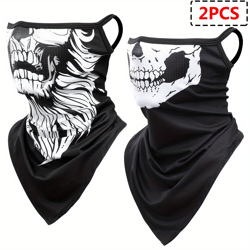 Image of Set Of 2 Lightweight Fast-drying Bandana Neck Gaiters - Summer Scarf With Ear Loops, Face Cover, Ideal For Outdoor Activities, Fishing, Biking, Riding, And Hiking