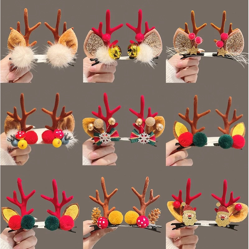 

1 Of Christmas Set - Elk & Snowman , Plastic Barrettes For Women And