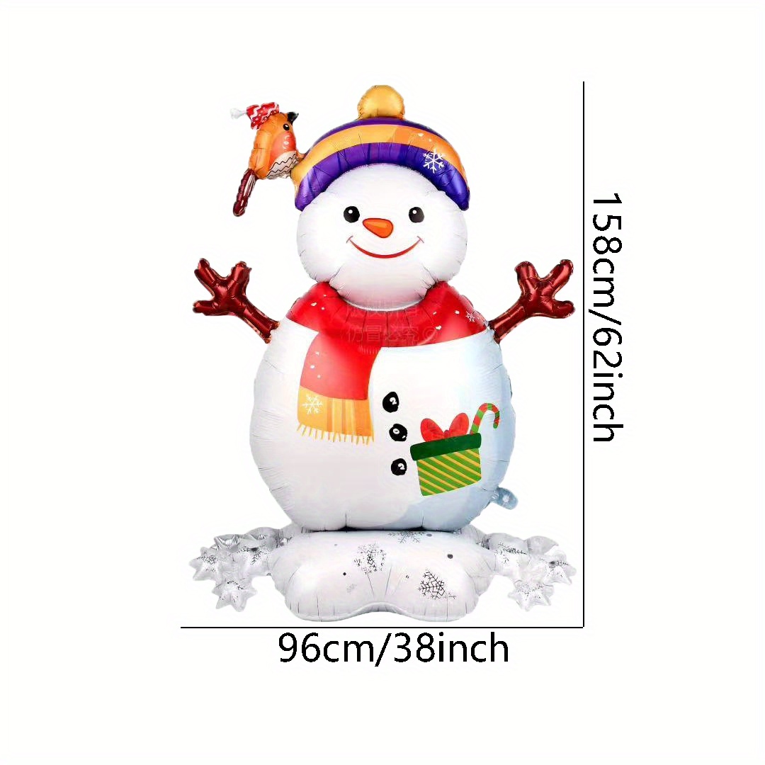 1/2pcs 62-inch Standing Gift Snowman Shaped Balloon, Christmas Party Atmosphere Decoration, Gift Prop, Indoor And Outdoor Room Decoration Replica