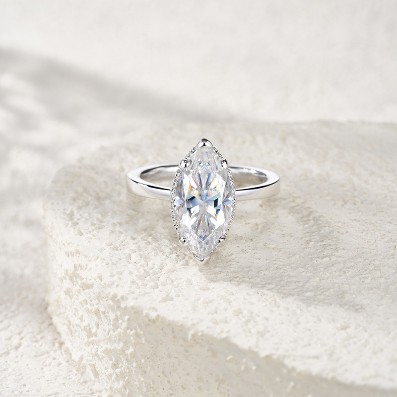 Elegant 925 Silver & Moissanite Couple's Ring and Wedding Band