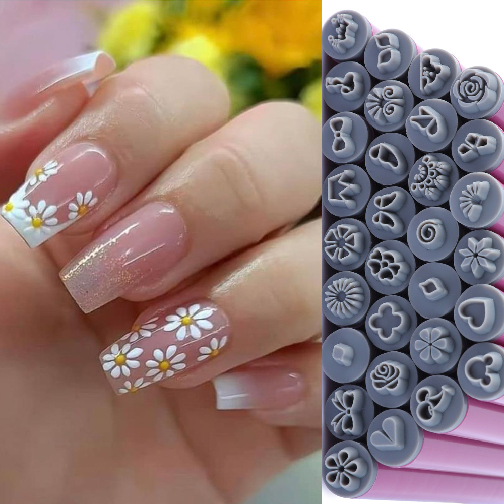 Nail Stamping Pen With Replaceable Tip, Portable Nail Pen With Patterns, Nail Carving Stamping Tool