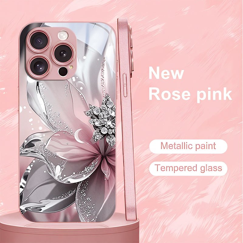 TEMU Phone Case: Silvery Textured Floral Print Phone Case, Suitable For Iphone 16/16 Pro/16 Pro Max/16 Plus/ Plus/15 Pro/15 Pro Max, 14/14 Plus/14