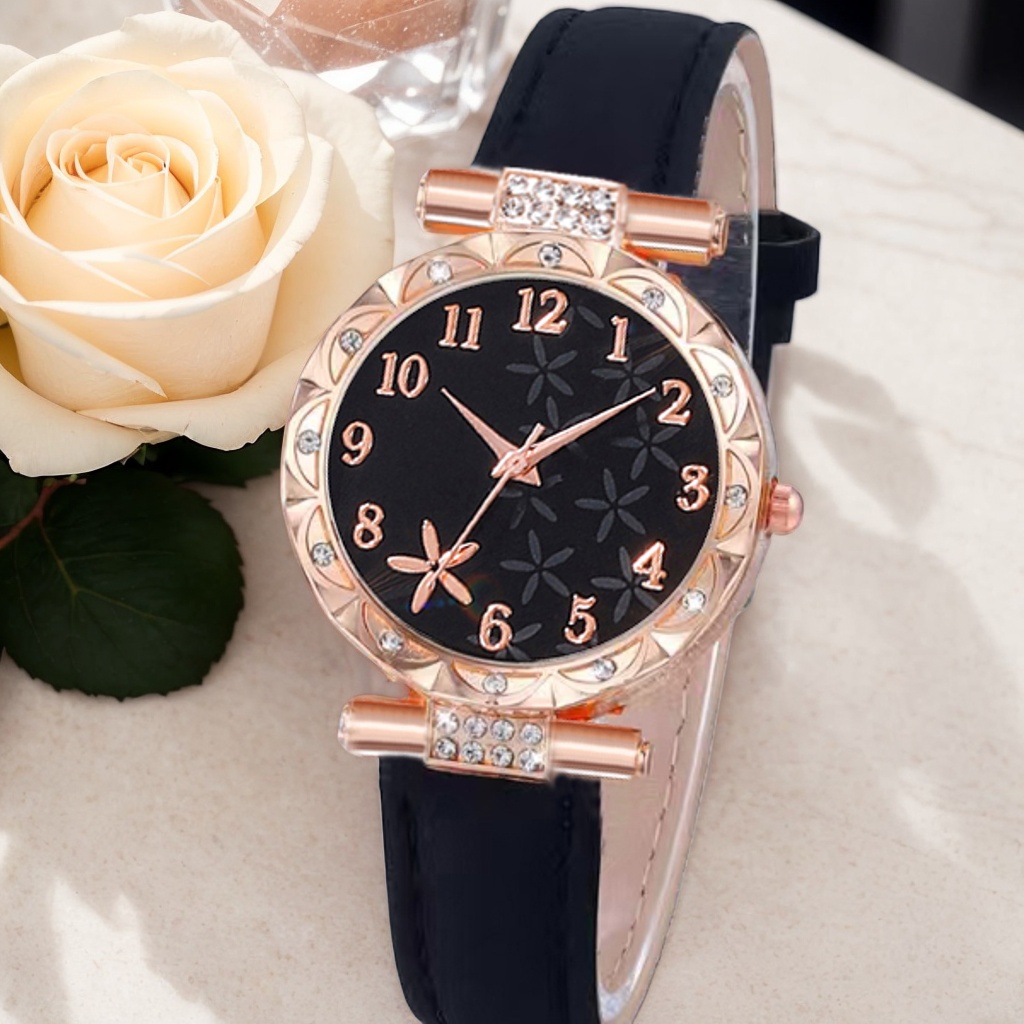 6pcs Women's Luxury Quartz Watch & Matching Set - Elegant Watch with Strap, Bracelet, Necklace, Earring Suitable for Easter, Ramadan, Valentine's Day Gift - Stylish Quartz Watch for Parties, Weddings, Daily Wear
