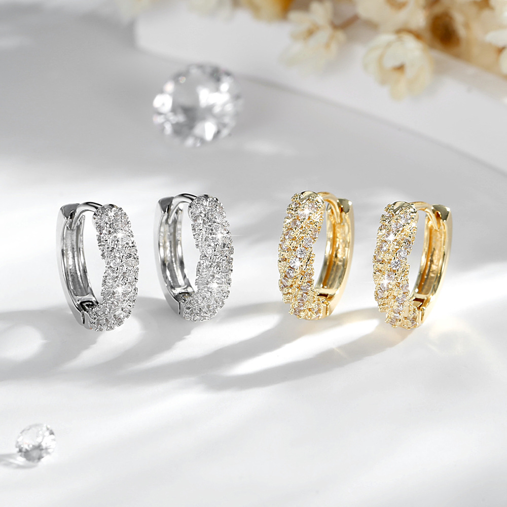 Fashionable Light Luxury Zirconia Ear Clips, Elegant Earrings