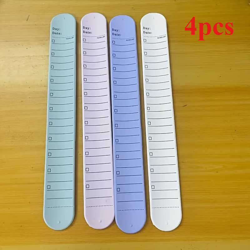 TEMU 4pcs Silicone Wristband Memo Pad Strap - Reusable & Erasable To-do List Bracelet For Adults, Teachers, Nurses - Semi-glossy Finish, Durable &