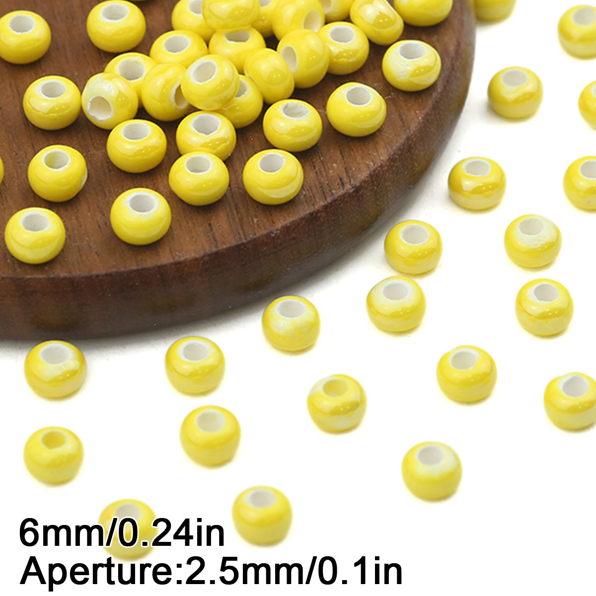 TEMU 6mm, Aperture 2.5mm, Vibrant Color High-quality Random Color Ceramic Rondelle Spacer Beads With Holes, Beads & Bead Assortments, For Earrings &