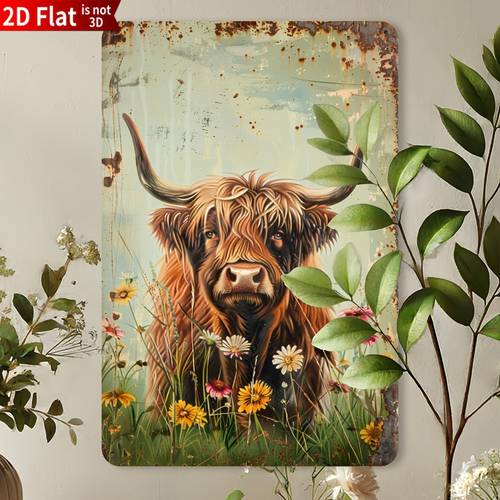 2d flat cow vintage wooden sign for home office bar cafe and garage decor ideal for room decoration