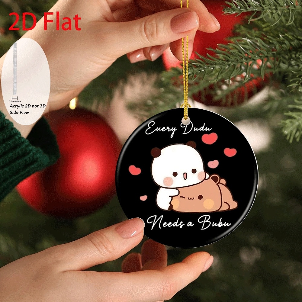 TEMU 2d Flat, 2d Dudu & Embracing Ornaments - Plastic Hanging Decorations Suitable For Christmas Tree Topper, Pendants, Branch Decor With Hanging