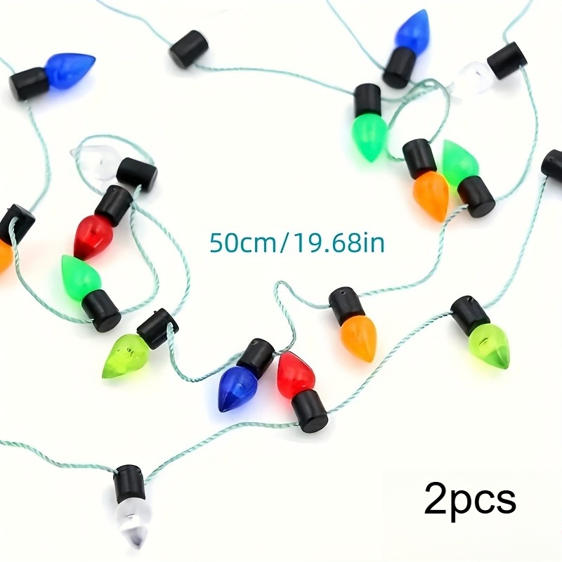Image of 2pcs 50cm/19.68in Total 100cm Random Christmas Plastic Bead Strand, Simulated Metal Multicolor Dollhouse Decoration Small Christmas Tree, Non-illuminating