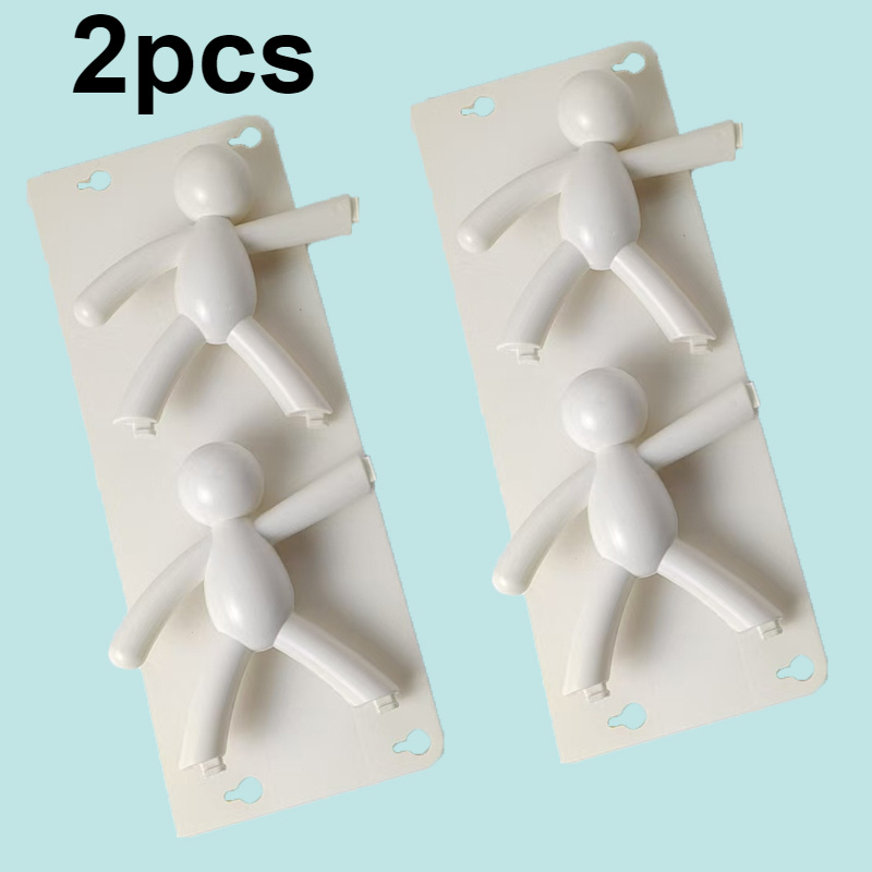2pcs Easy-to-install White Statue Wall Rack That Does Not Perforation-perfect For Kitchen And Bathroom Organization Storage Racks, Cosmetic Storage And Room Decoration Storage Tools