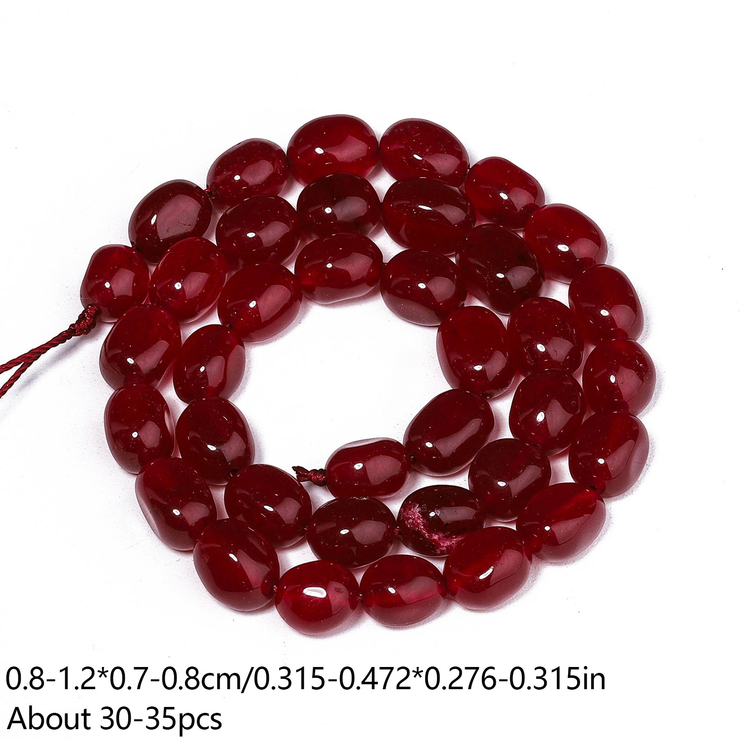 TEMU Perles d'espace en calcedonie rouge foncé de naturelle de 8 à 12 mm, pour la fabrication de bijoux, bracelets, , boucles d'oreilles, pendentifs,