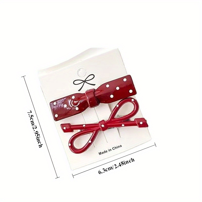 24pcs assorted colors red white and beige polka dot bow hair clips vintage style plastic barrettes for styling and fashion hair accessories Product details 1