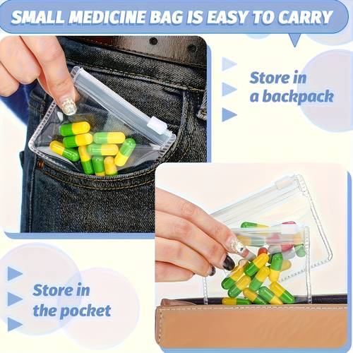 juego de 10 bolsas de almacenamiento de medicamentos, organizador de medicamentos de viaje portátil, bolsa de almacenamiento de medicamentos reutilizable, juego de bolsas de medicamentos con cremallera, bolsa de almacenamiento de joyas, bolsa organizadora portátil
