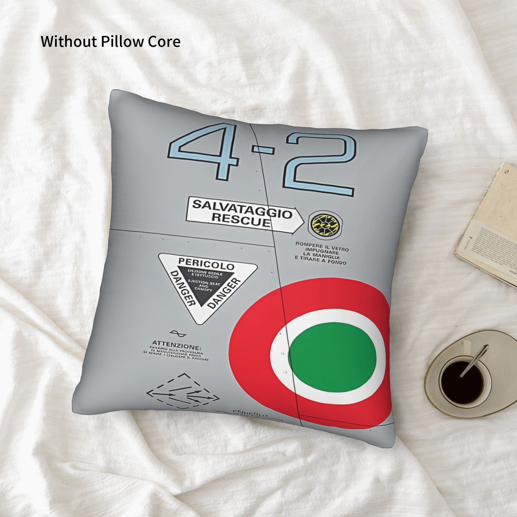 TEMU 1pc Double-sided Printed Aircraft Italy Vintage Decorative Cushion Covers For Living Room Bedroom Sofa Bed Decoration Aircraft Zipper Closure