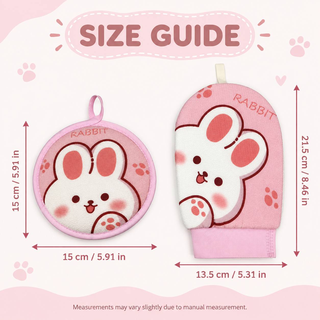 2pcs Cute Rabbit Bathing Kit with Sponge and Gloves