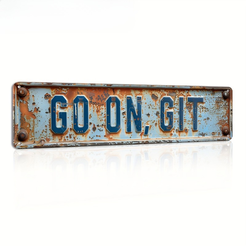 

Vintage ", Git" Metal Sign, Rustic Wall Decor Plaque, License Plate , Weather-resistant Fiber Cement Board Decoration For Home, Living Room, Bedroom, Garden, Cafe